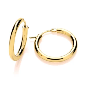 Yellow Gold Medium Tubular Hoop Earrings