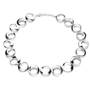 Silver Oblique Circles Necklet