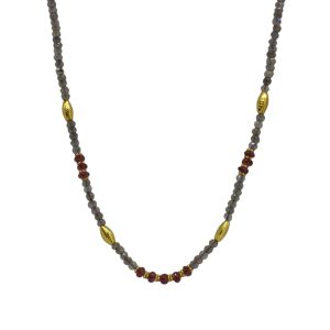 Labradorite and Garnet Forrest Beaded Necklace