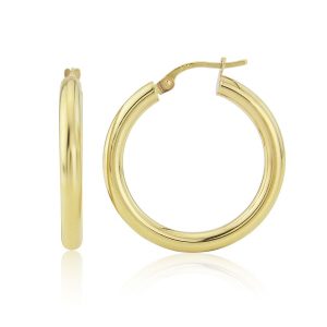 Yellow Gold Tube Hoop Earrings