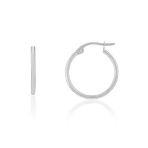 9ct White Gold 15mm Hoop Earrings