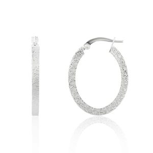 9ct White Gold Square Diamond Cut Textured Earrings