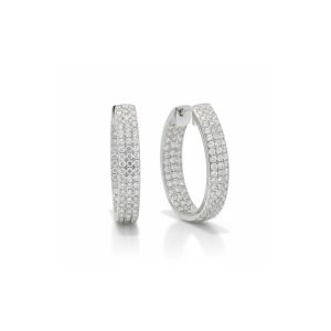 18ct White Gold Oval Hoop Earrings