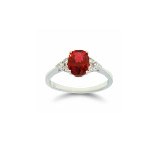 18ct White Gold Oval Cut Ruby And Diamond Ring