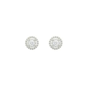 18ct Yellow Gold Stud Earrings with Round Brilliant Cut Diamonds